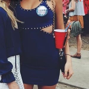 Lovers + Friends Blue studded mini dress